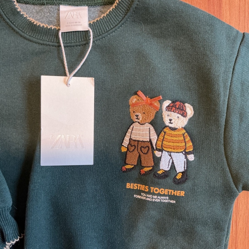 NWT Zara 3Y Embroidered Crewneck - Picture 2 of 3